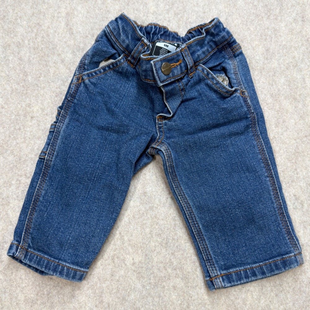 Carhartt Baby 6M Blue Rugged Workwear Carpenter Jeans BD8375-B Cute Casual